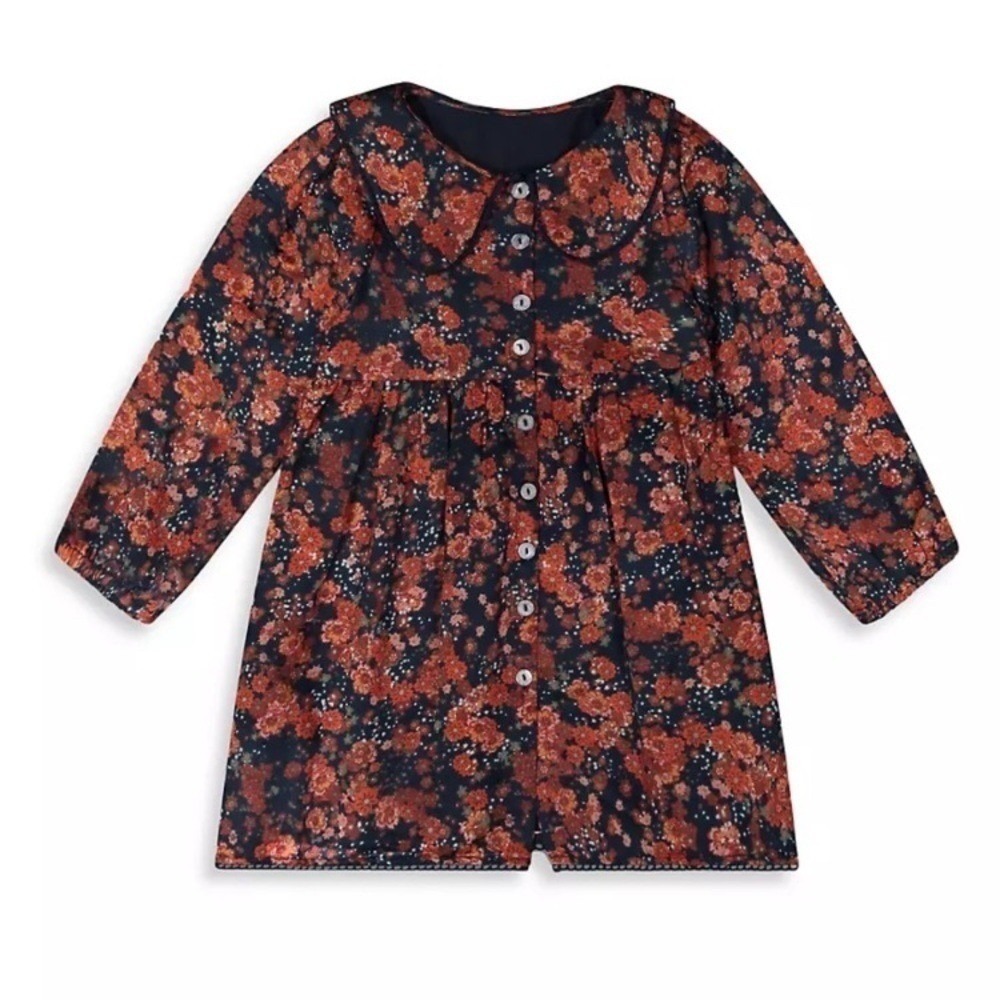 Roller Rabbit size 10 darkβ red floral long sleeve dress tunic top cottage core